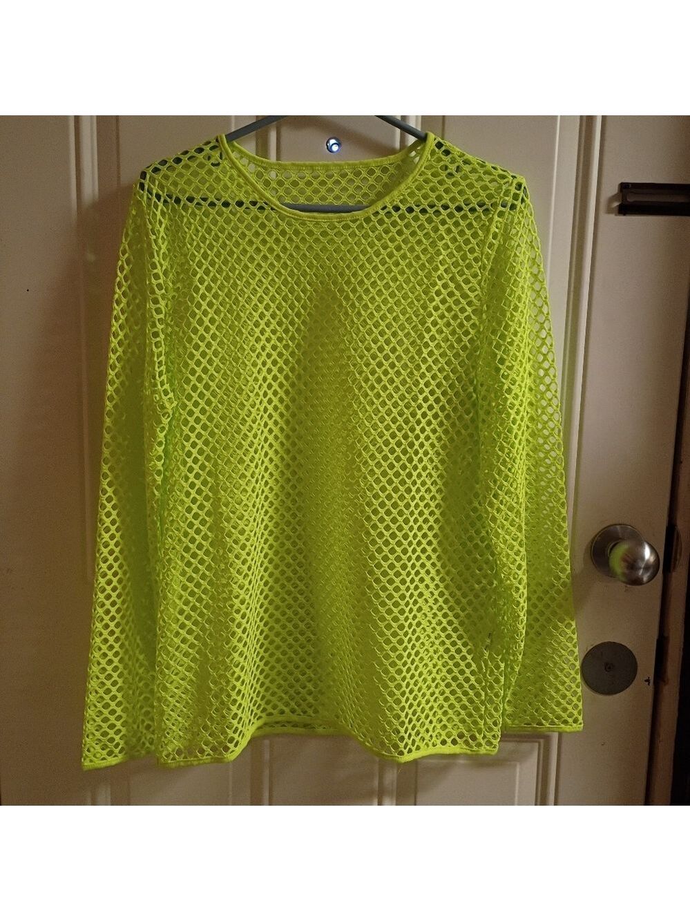 2/$10 Neon Green Fishnet Long Sleeve Top Medium